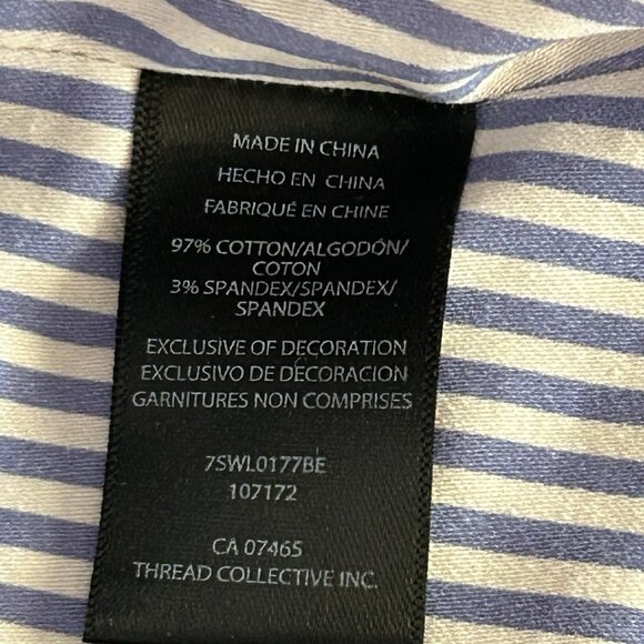 Bebe Poplin Off Shoulder Blue White Striped Top 2 Cotton Nautical Date Night Bea - Picture 10 of 11